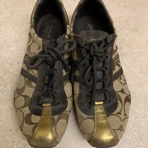 Woman’s Coach Kate sneakers. Brown and gold 8